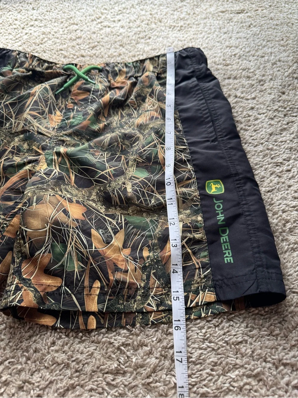 John Deere Boys Camo Swim Trunks Black Green Size XL 14-16